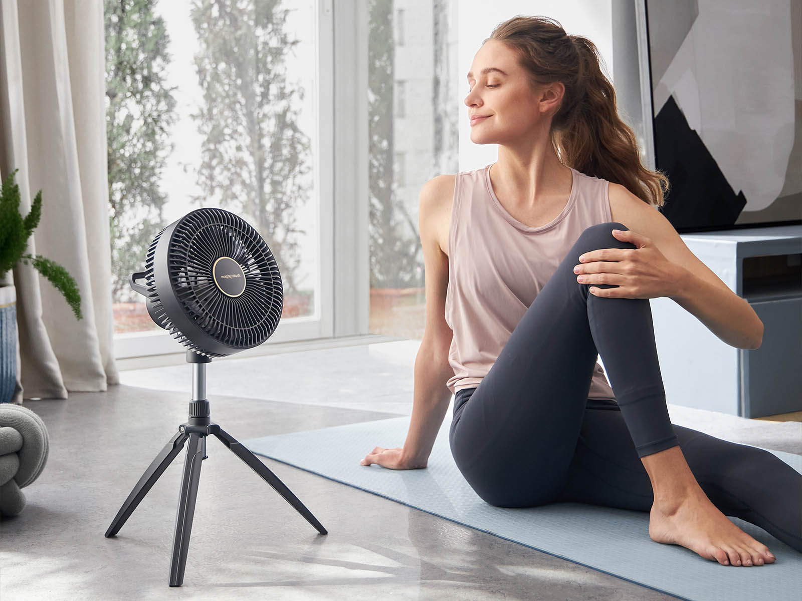 Ventilador Morphy Richards negro inalámbrico con luz incorporada