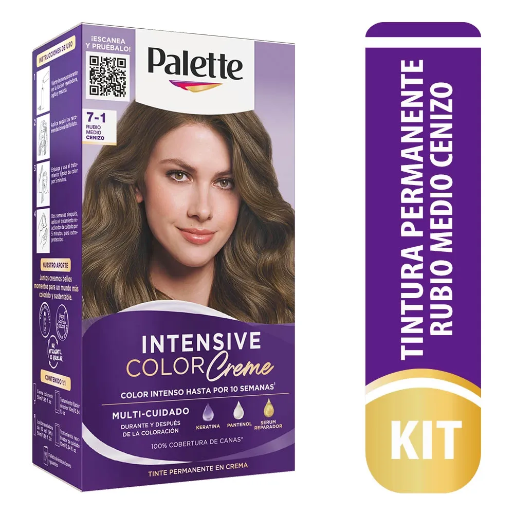 Tinte Palette cc 7-1 Rubio Medio Cenizo Kit