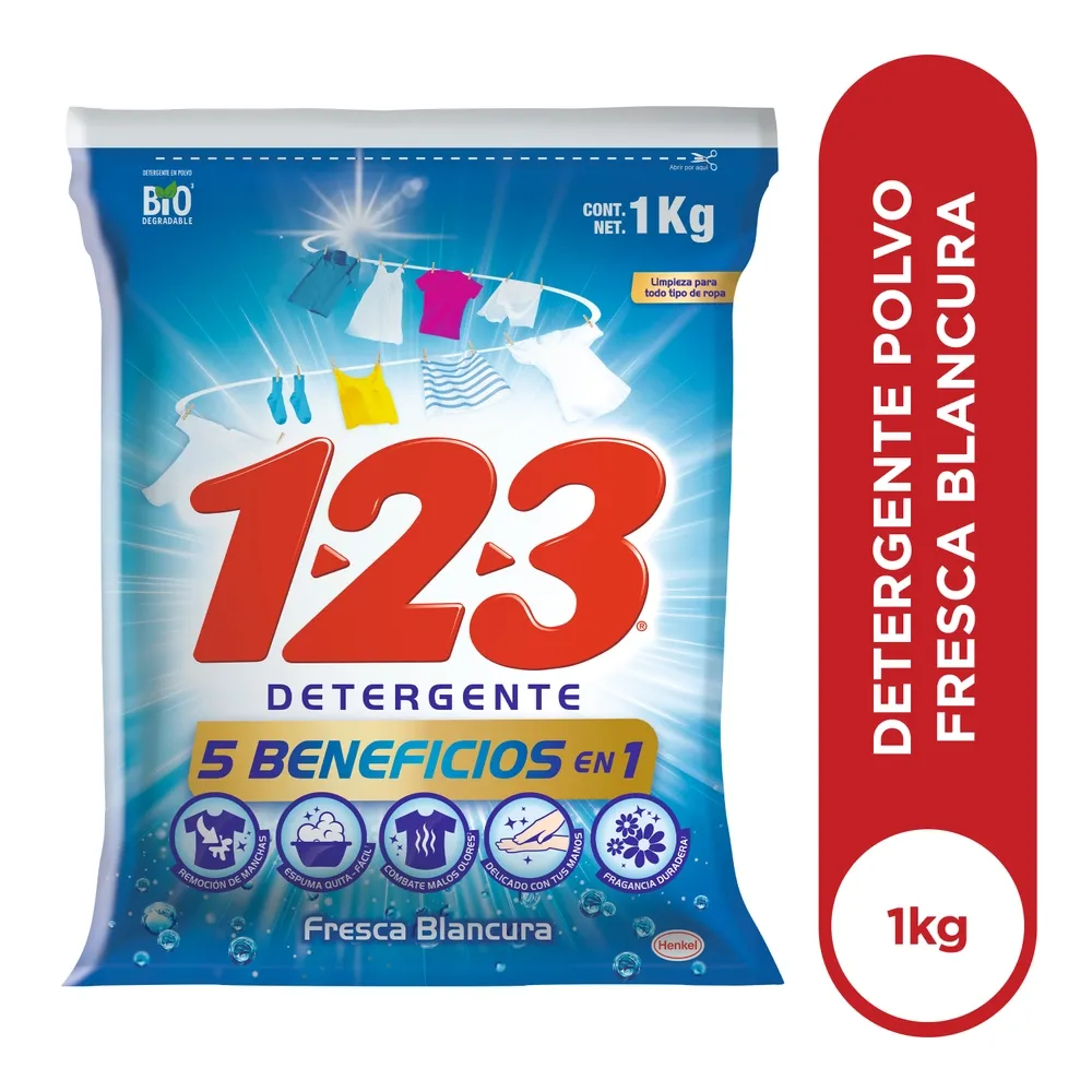 Detergente en Polvo 123 Regular - 1000 g