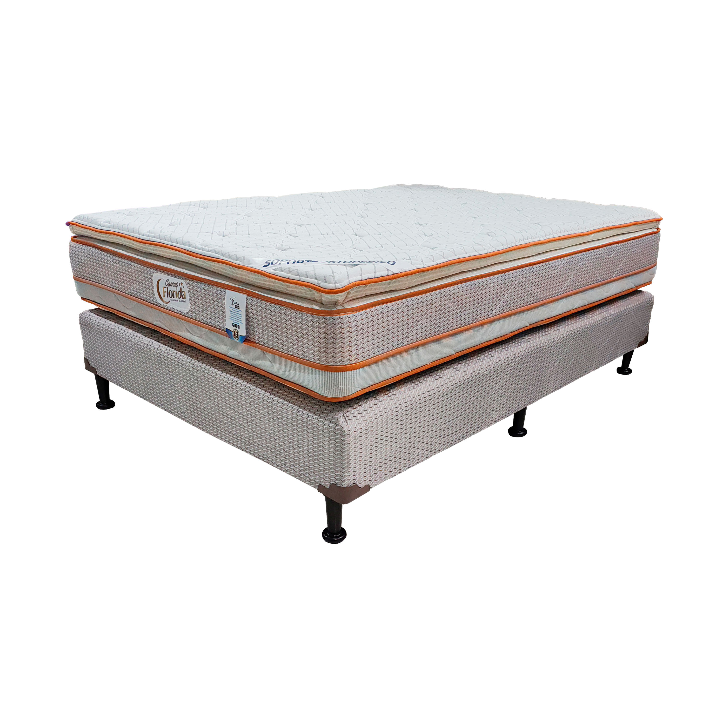 Colchón Cama Florida + base matrimonial premier euro pillow