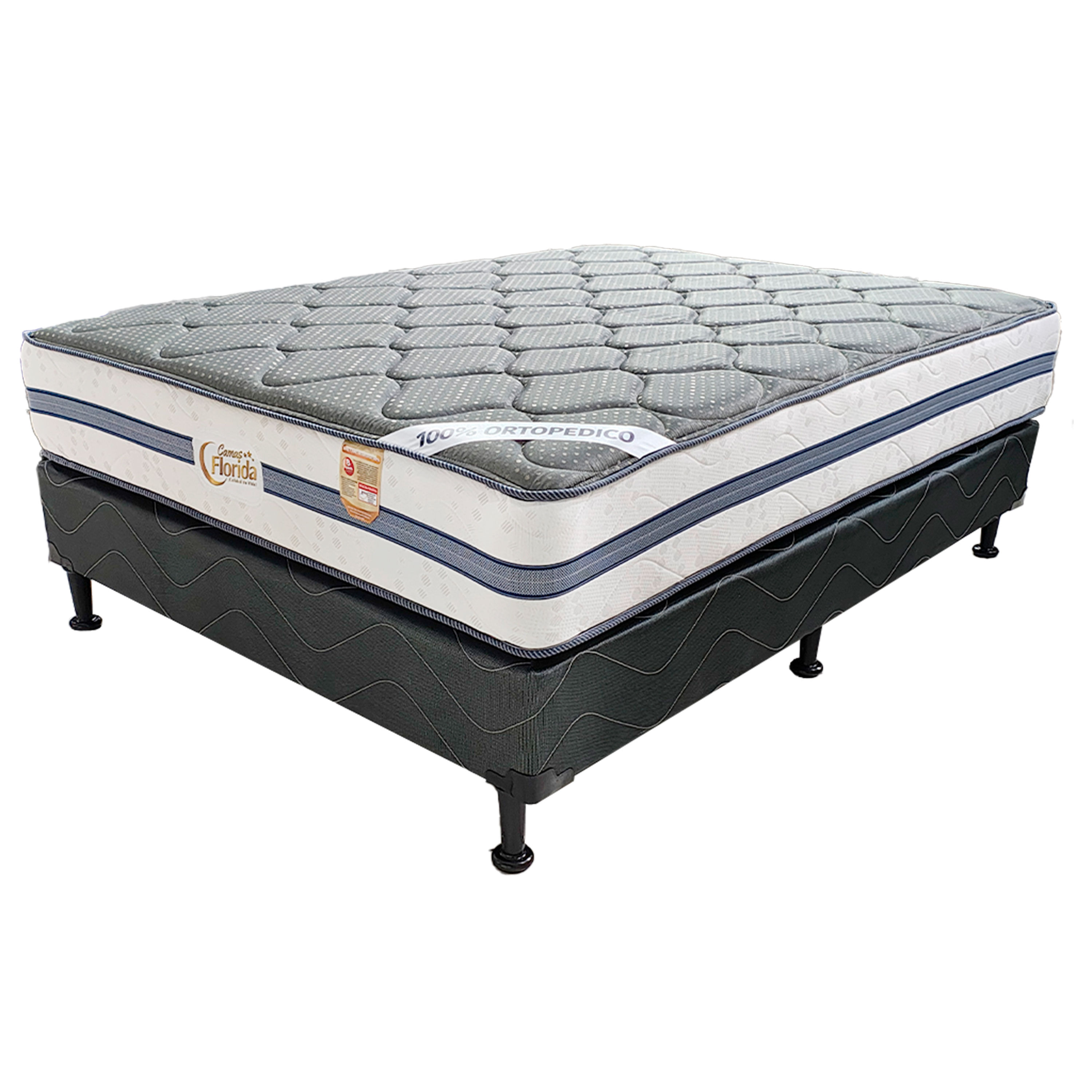 Colchón Cama Florida + base matrimonial sweet time 100% ortopédica