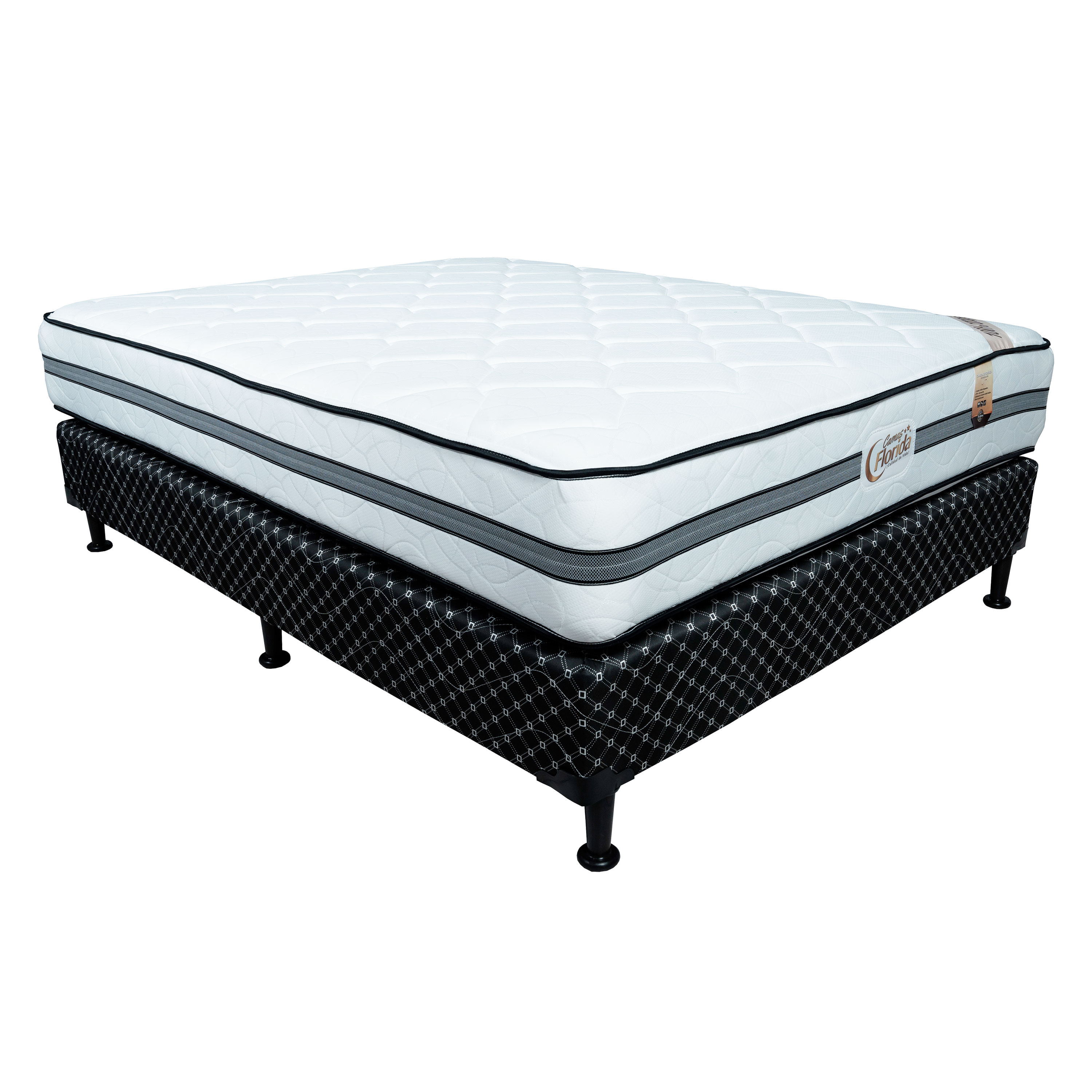 Colchón + base Cama Florida king clásica 100% ortopédica