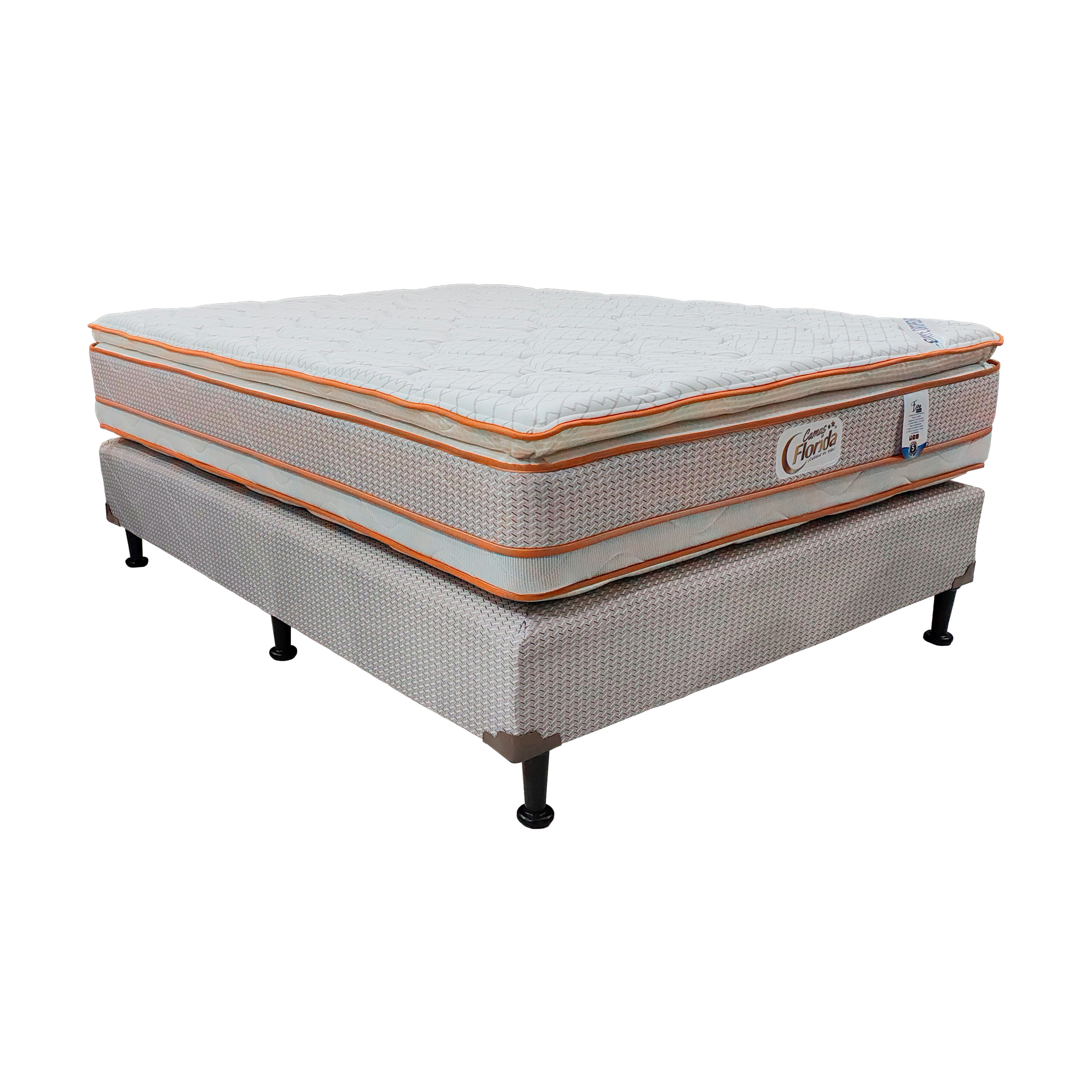 Colchón Cama Florida + base King premier euro pillow