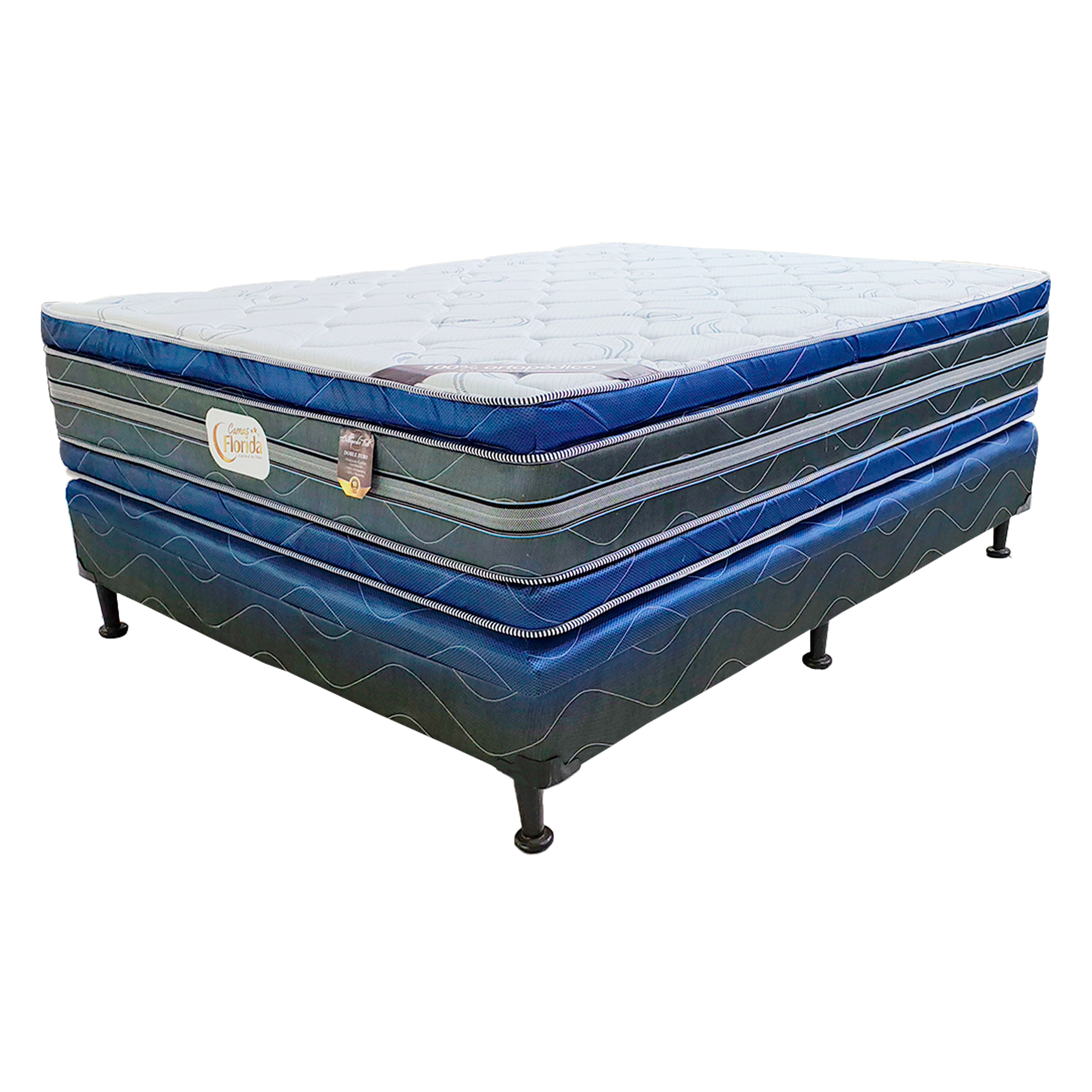 Colchón + base Cama Florida queen orthopedic fresh doble euro