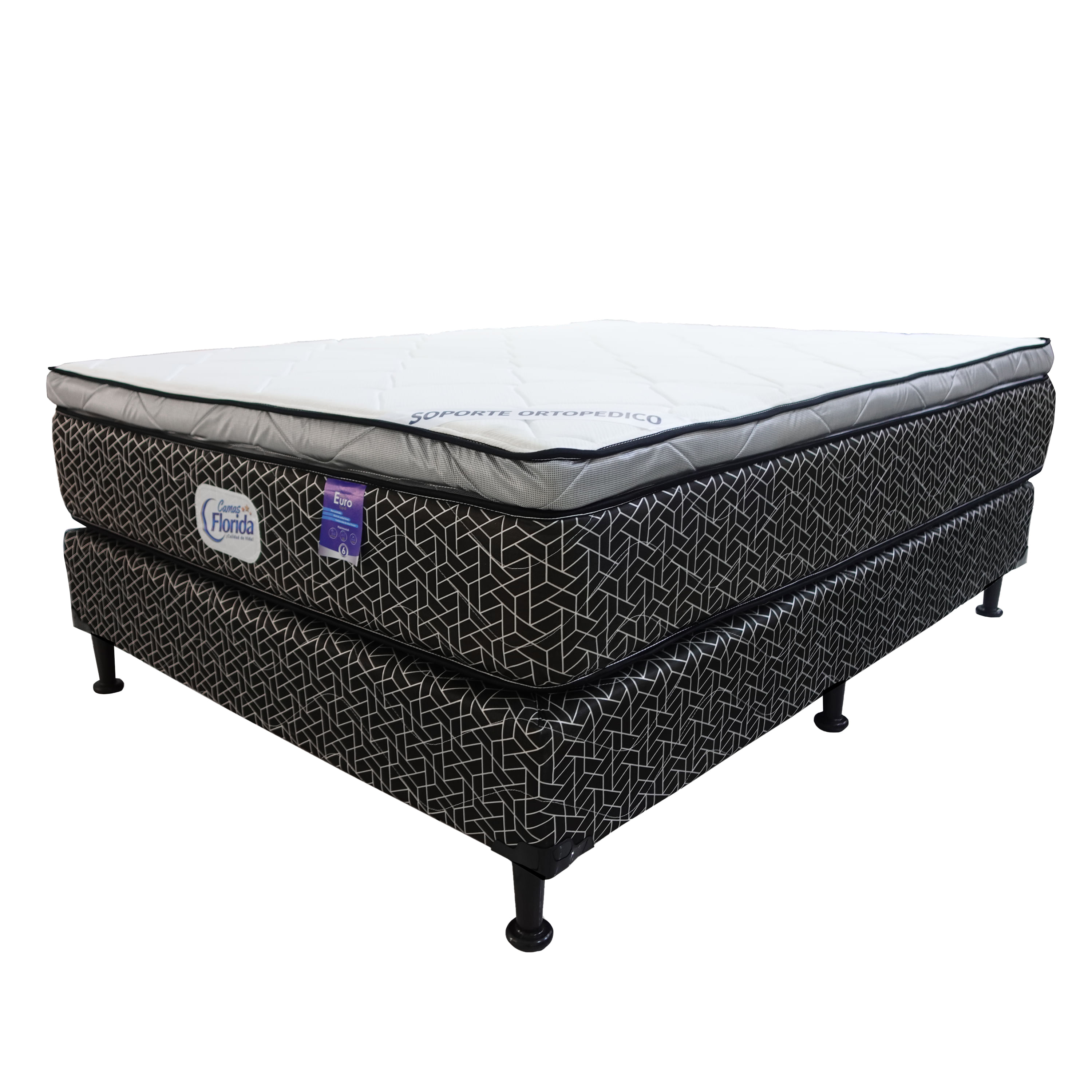 Colchón + base Cama Florida Queen Euro Top 6