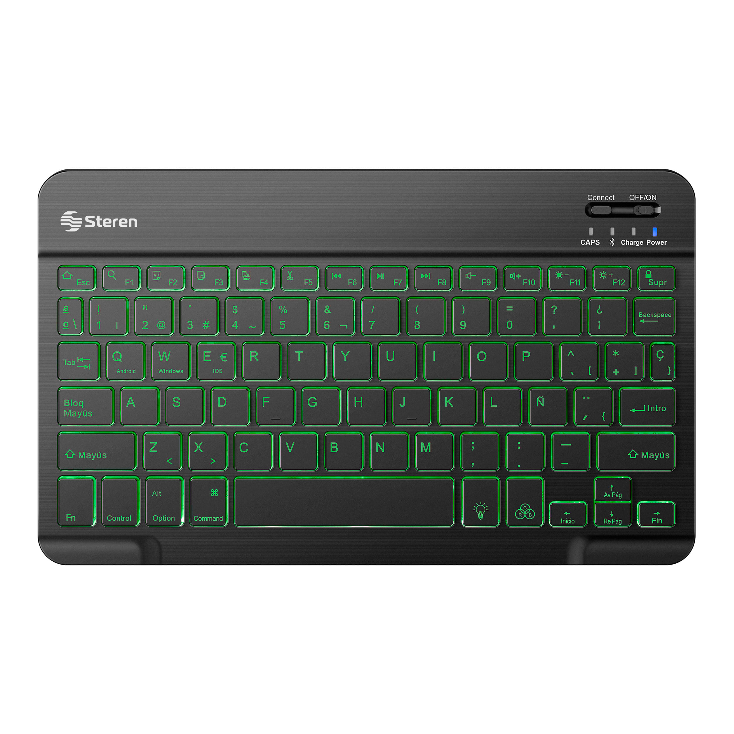 Teclado Steren Bluetooth recargable con iluminación multicolor compacto COM-680 Teclado St…