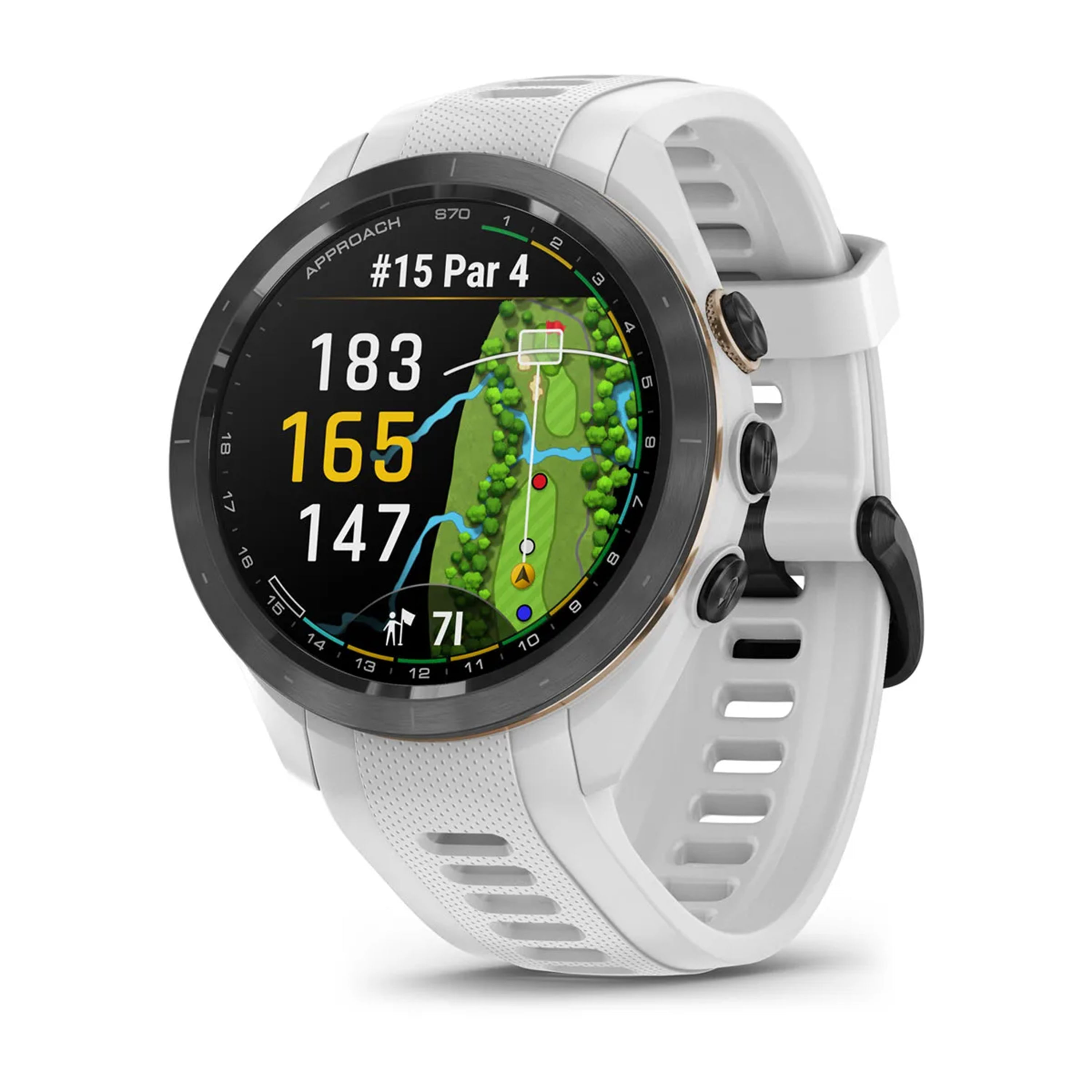 Reloj Garmin Approach S70 - 42 mm Bisel de cerámica color negro con correa de silicona bla…