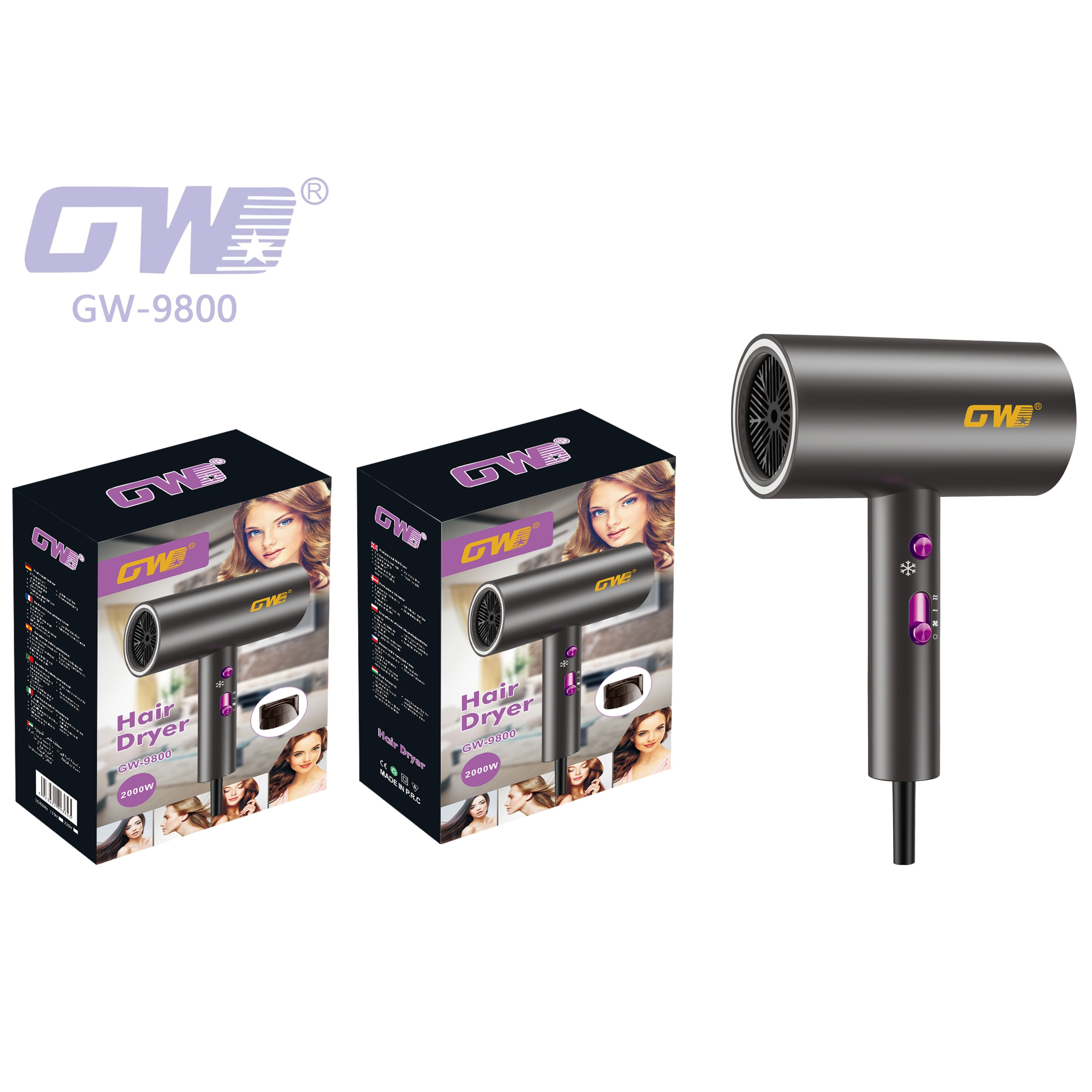 Mini secador de pelo GW modelo GW-9800