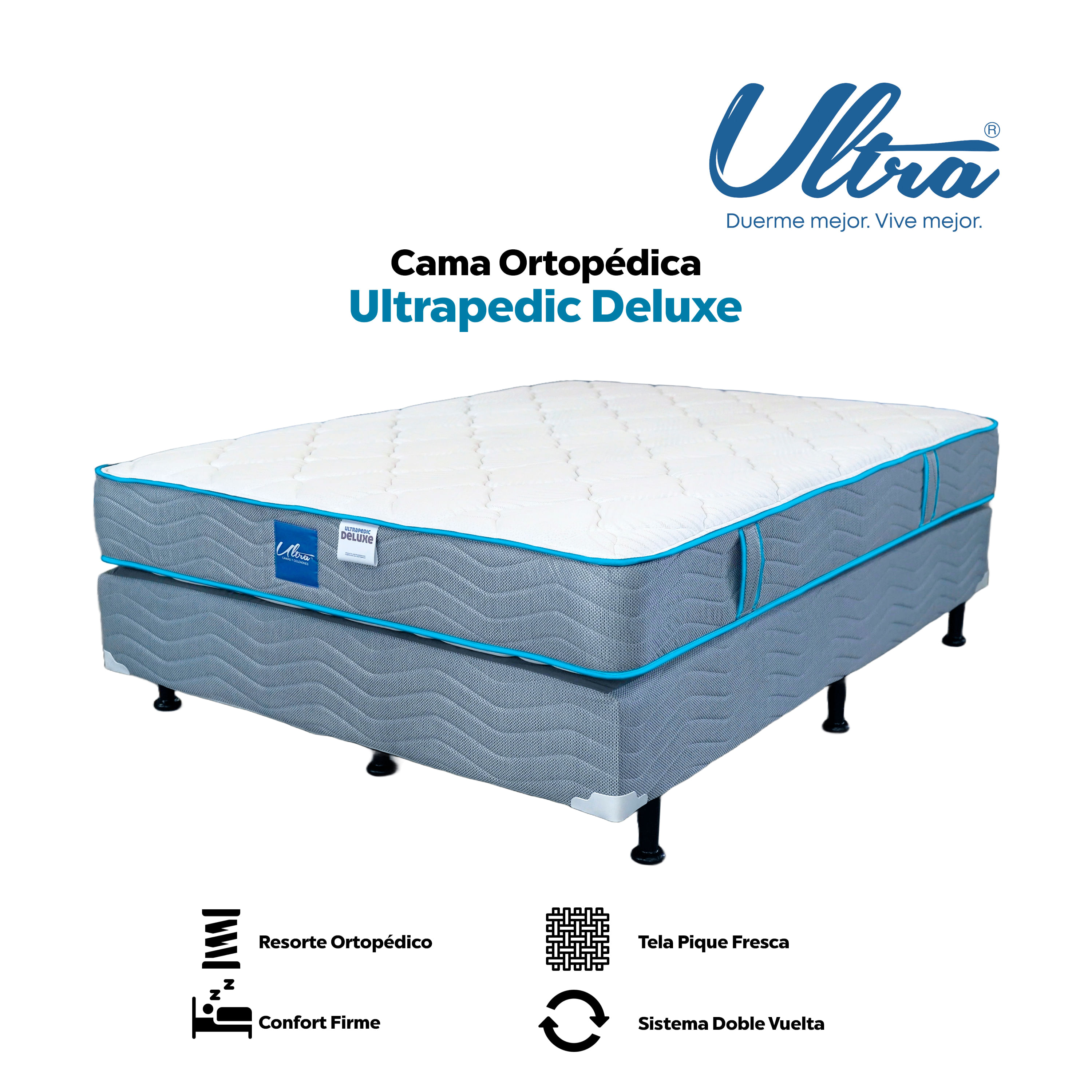 Cama Ultra modelo Ultrapedic Deluxe tamaño Queen sistema ortopédico