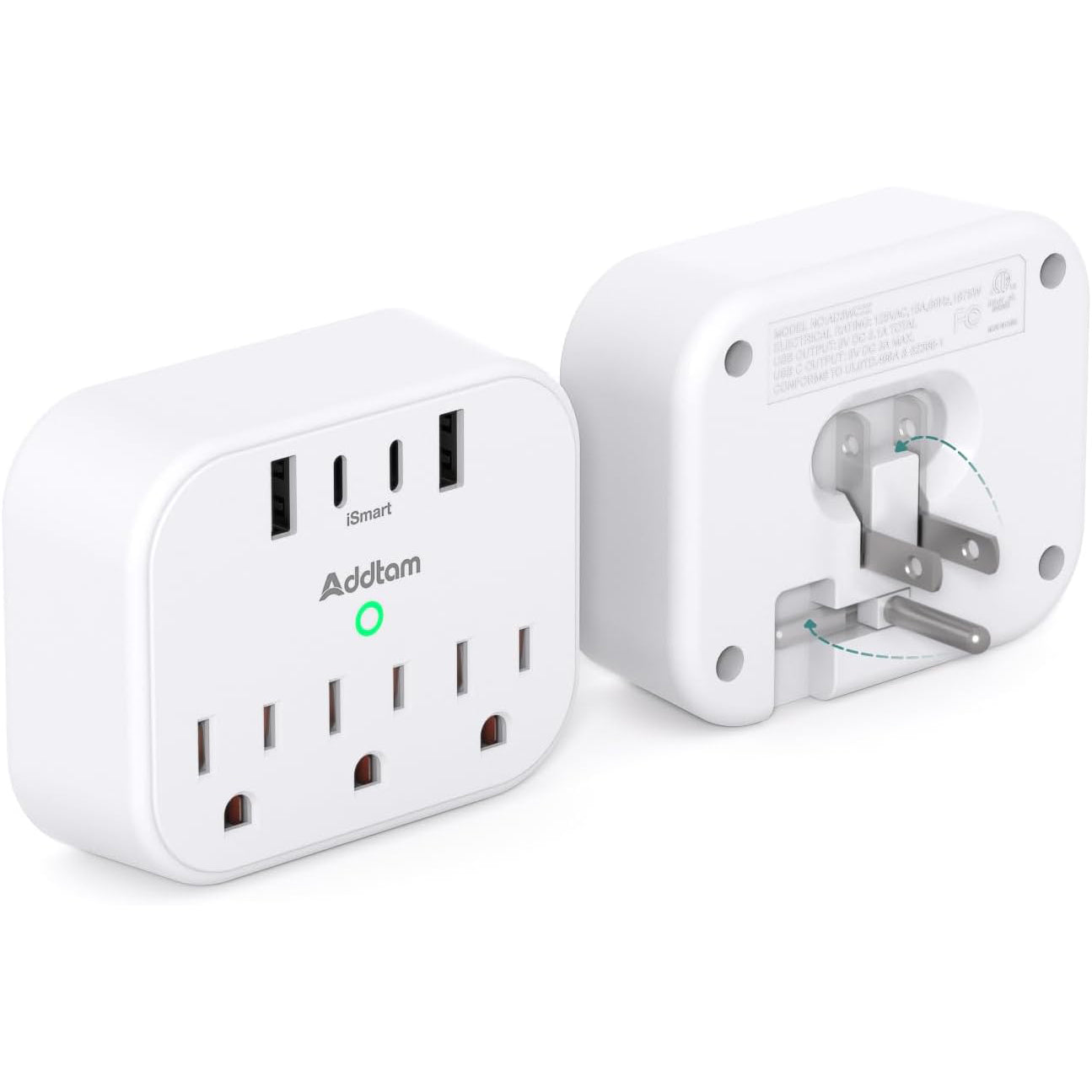 Regleta Addtam con 3 tomacorrientes 4 USB 2 USB-C modelo AD3WC2Z egleta Addtam con 3 tomac…