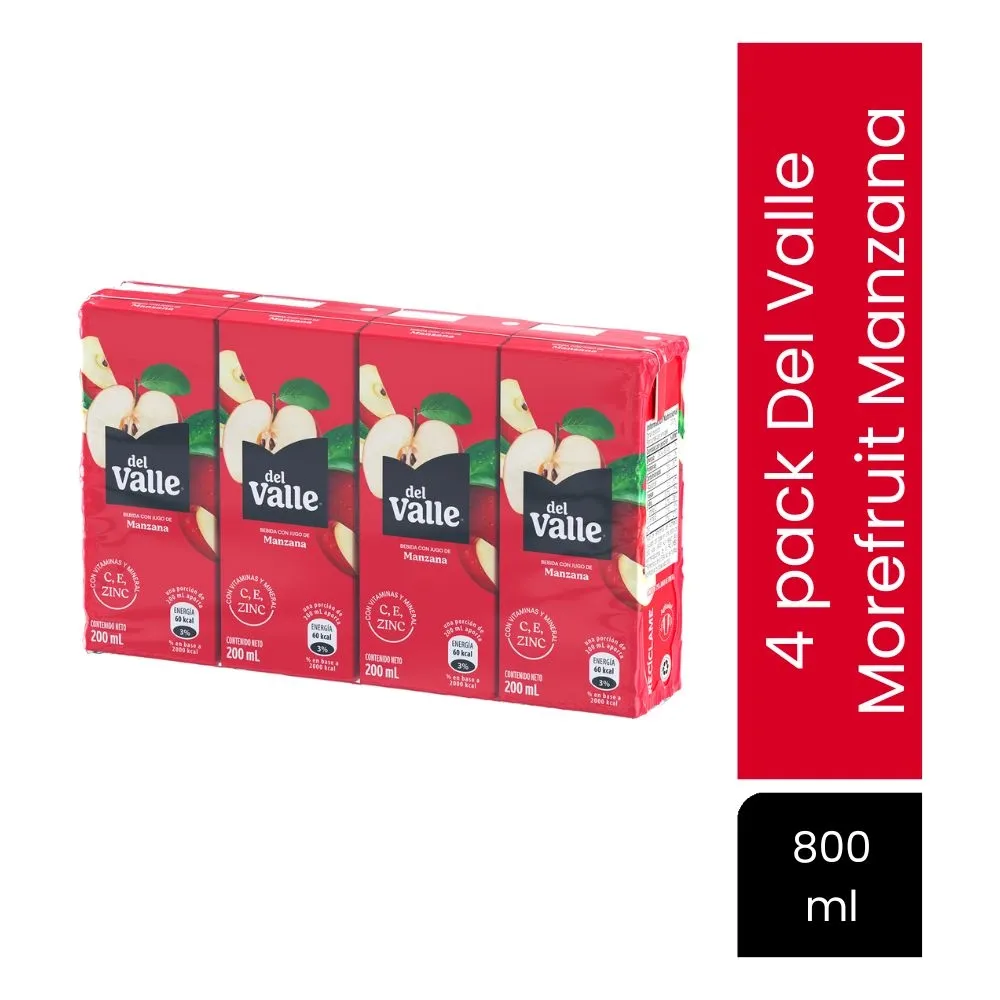 Néctar Del Valle Morefruit Manzana 4 pack - 800 ml