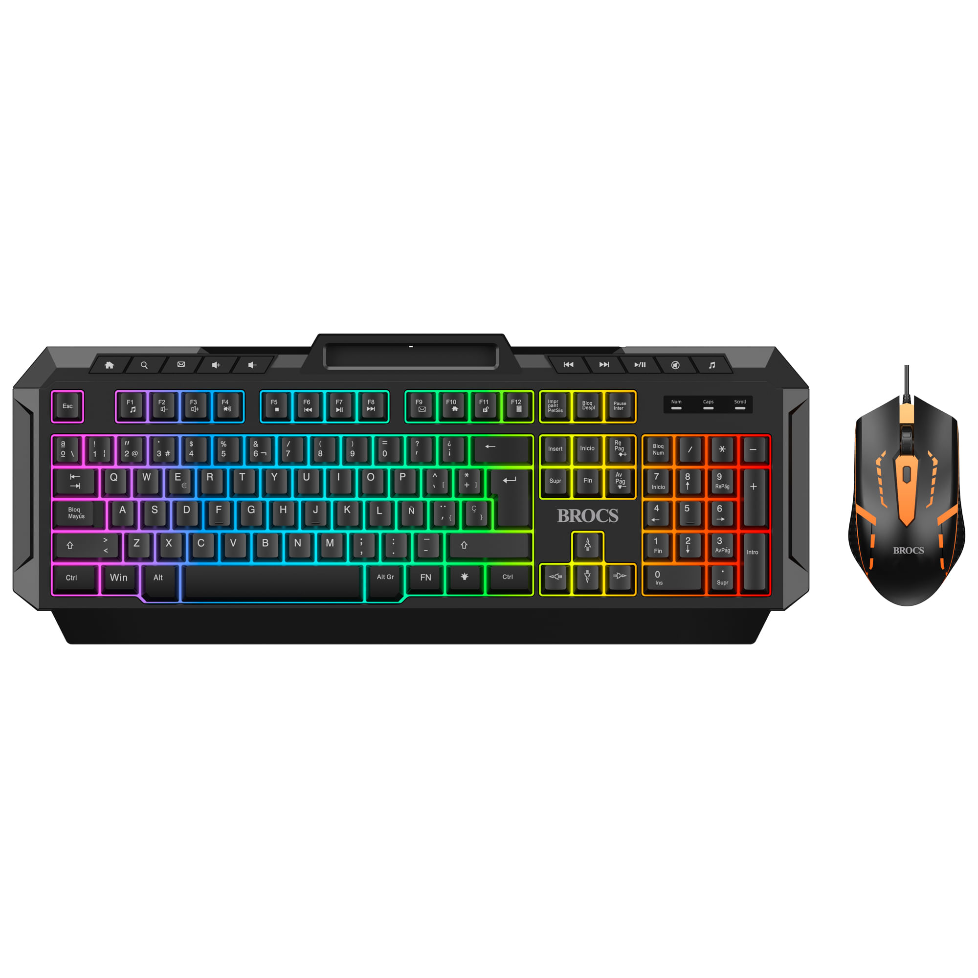 Teclado y mouse BROCS alámbrico Spectrum iluminación RGB