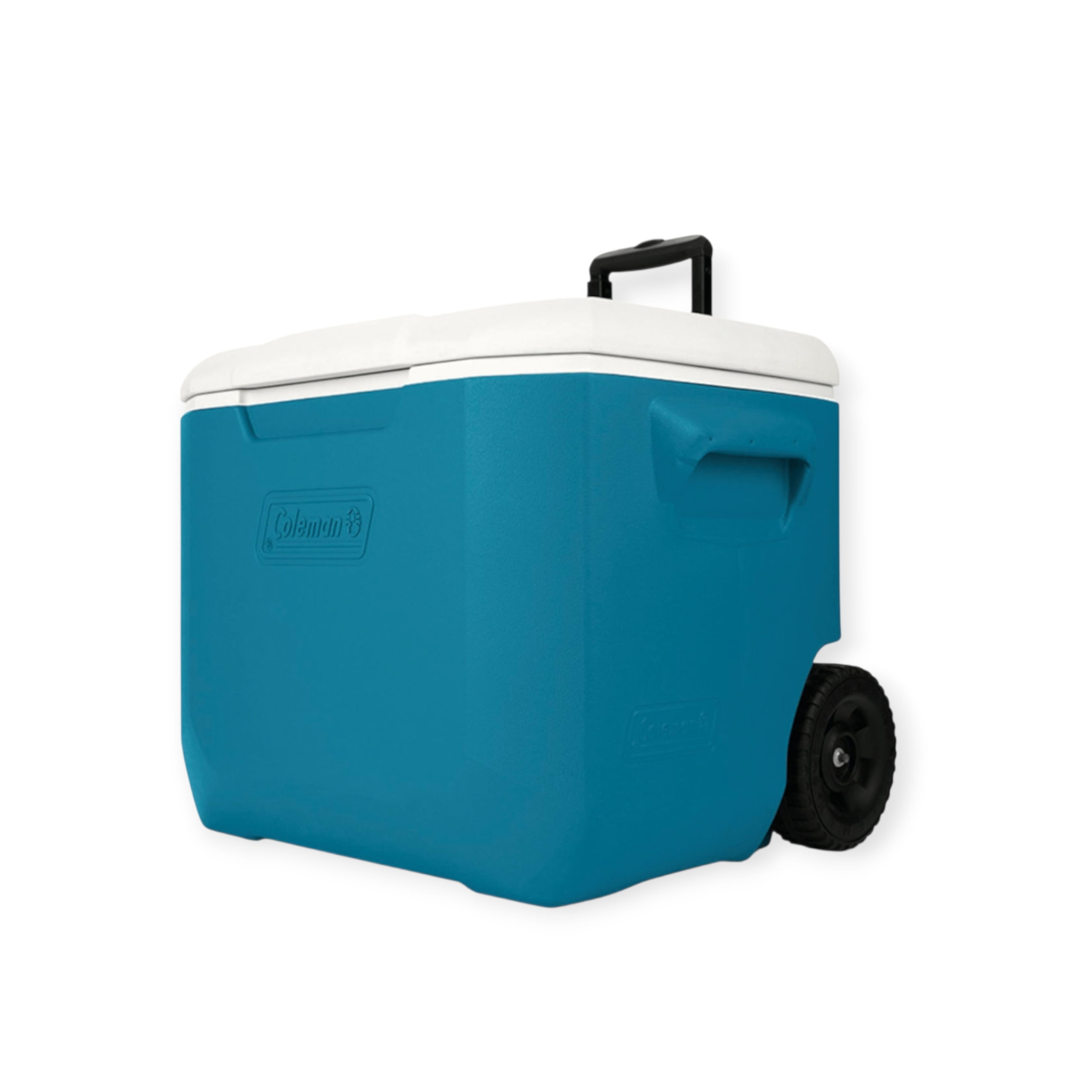 Hielera Coleman chiller con rodos color azul claro 60qt 56.7 L