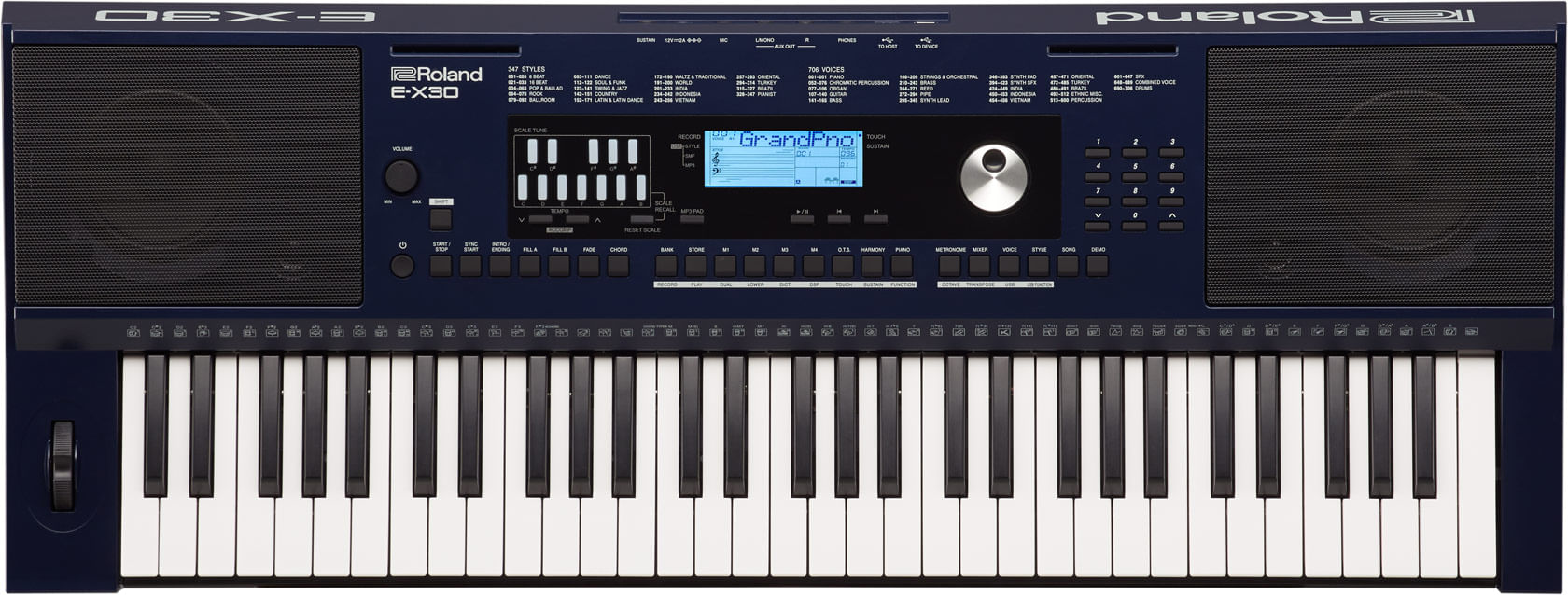 Teclado Roland E‑X30 de 61 Teclas con Respuesta Táctil 706 Tonos 347 Estilos y Polifonía d…