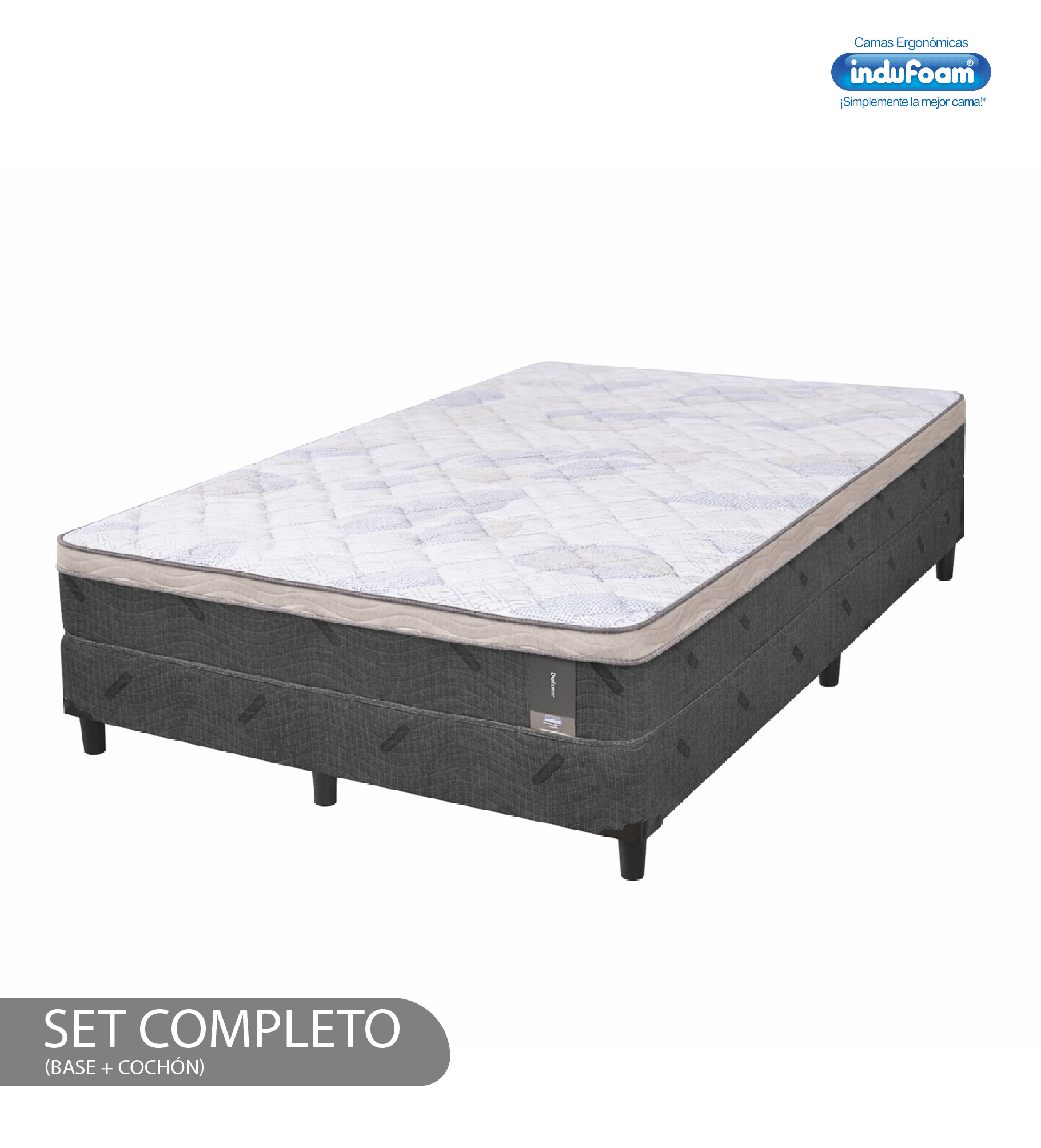 Set de cama indufoam deluxe (colchón + base) Set de cama indufoam tamaño matrimonial delux…