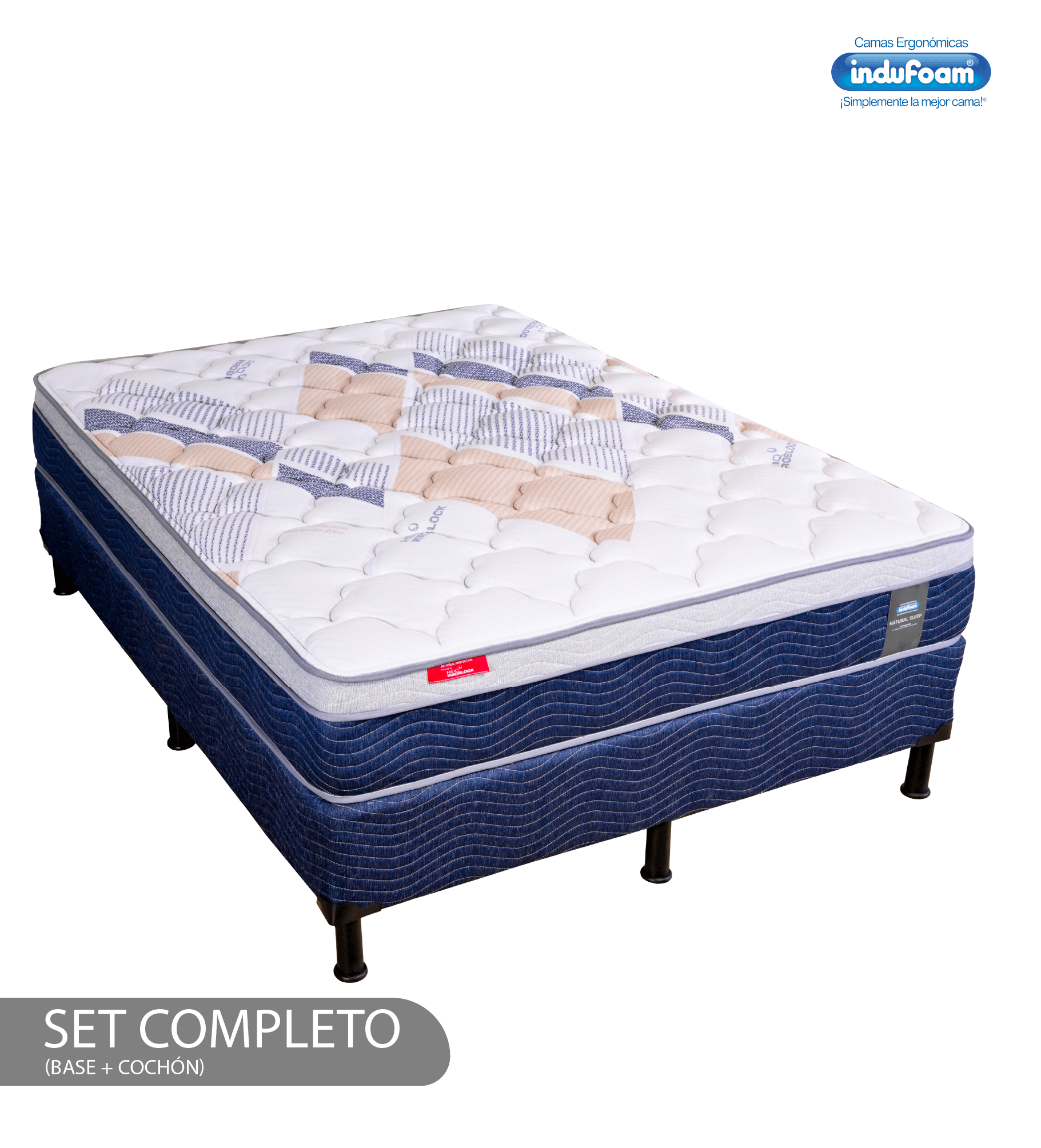 Set de cama indufoam natural sleep (colchón + base) Set de cama indufoam natural sleep tam…