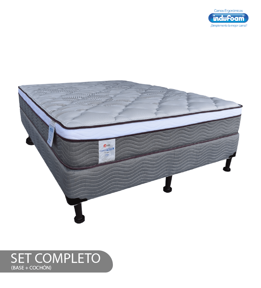 Set de cama indufoam fiesta super confot (colchón + base) Set de cama indufoam fiesta supe…
