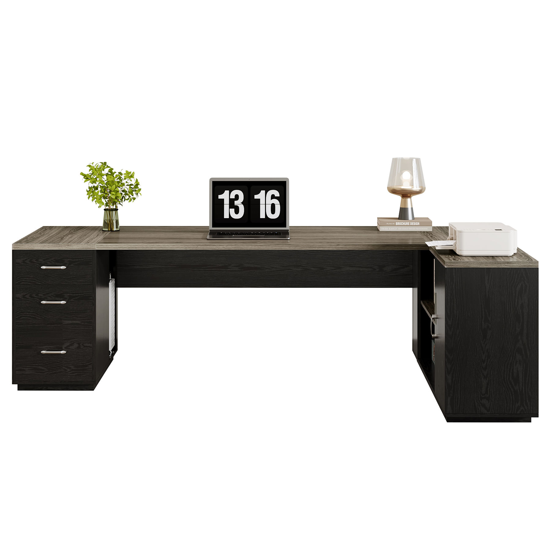 Escritorio en L Tribesigns de madera con gavetas modelo: HOGA-HL0288