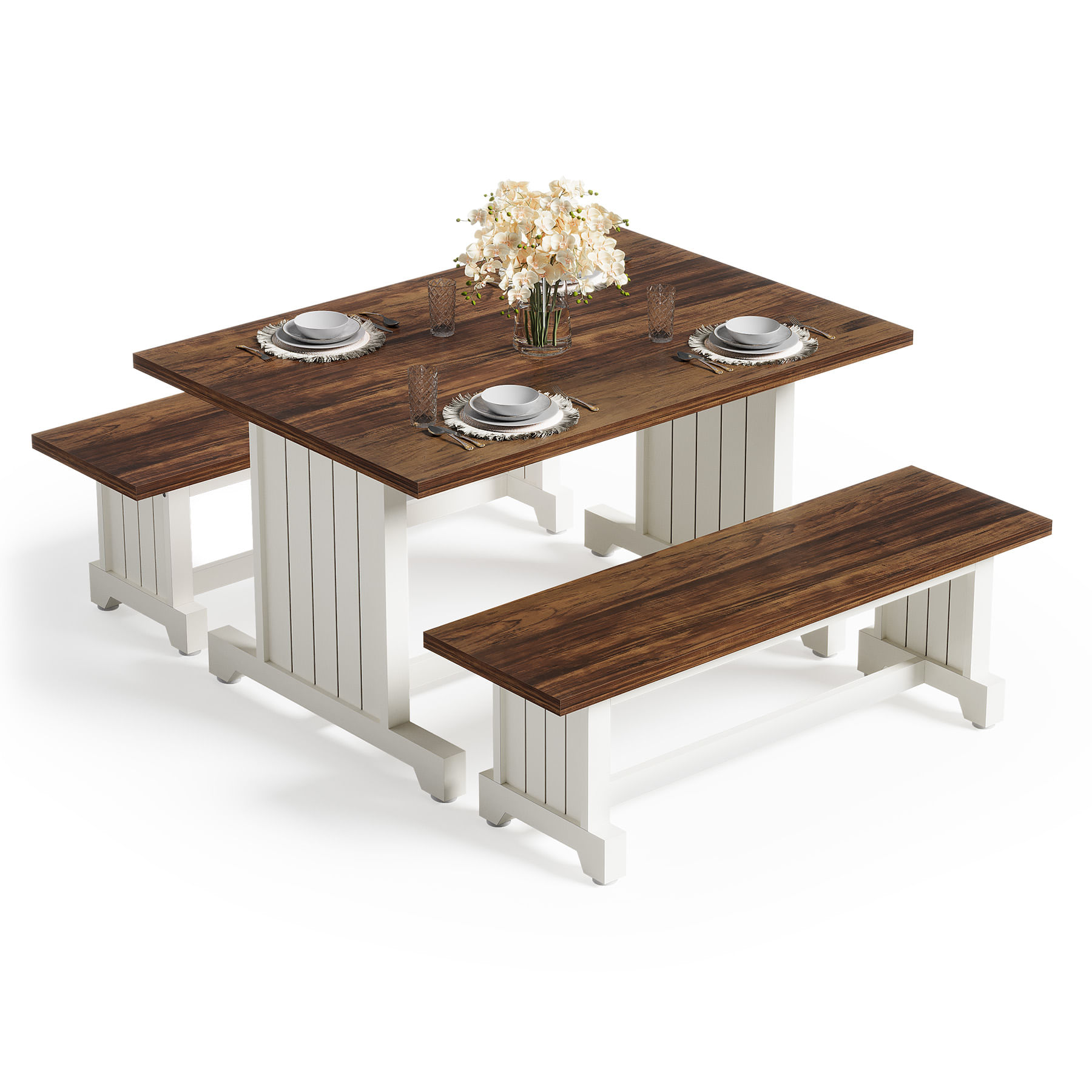 Juego de Comedor 3 Piezas con Bancas Tribesigns modelo: HOGA-F1927