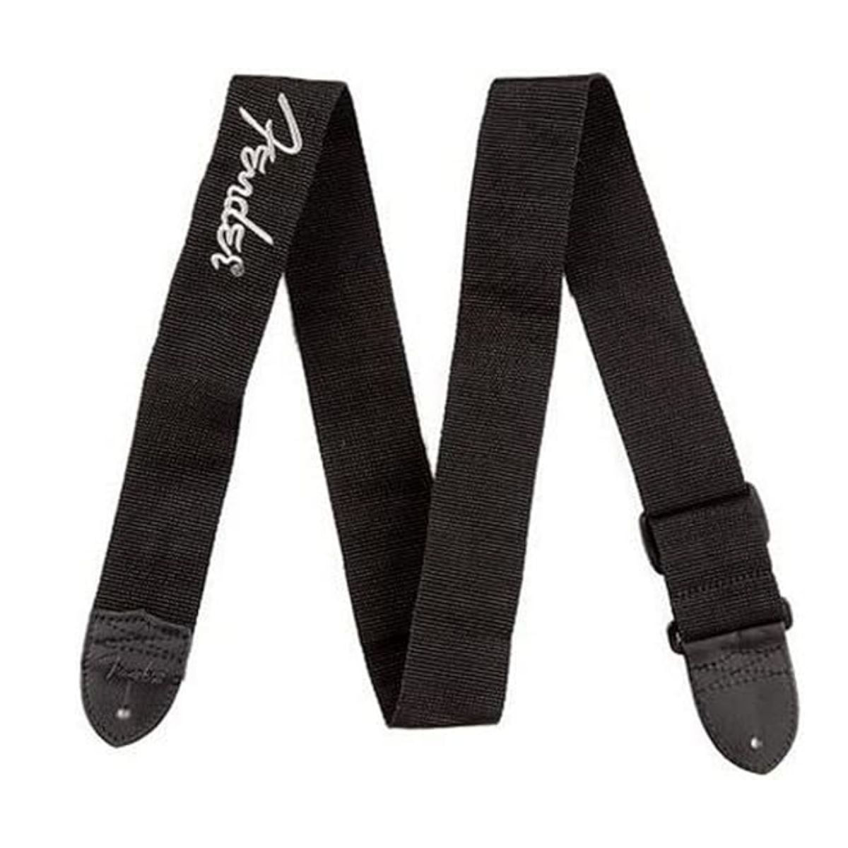 Cincho Fender para Guitarra Eléctrica Ancho 2Pulgadas Poly Color Negro Con Logotipo Blanco