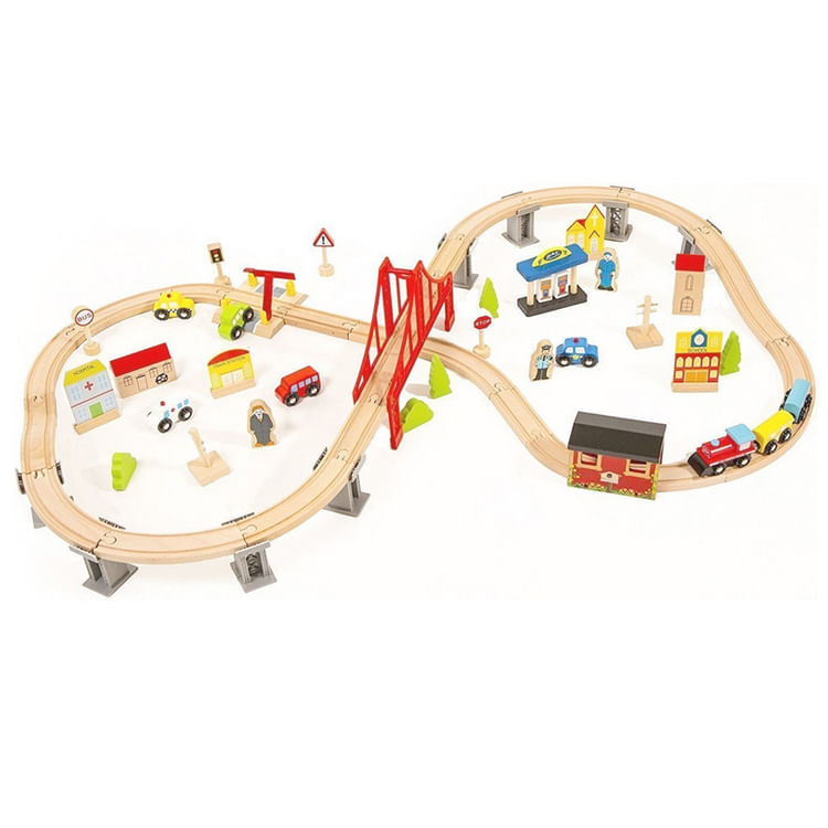 Juego de Vías de Tren KIDS de Madera juguete modelo W04C073