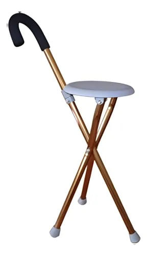 Bastón ABM Medical Care tripode con asiento color café