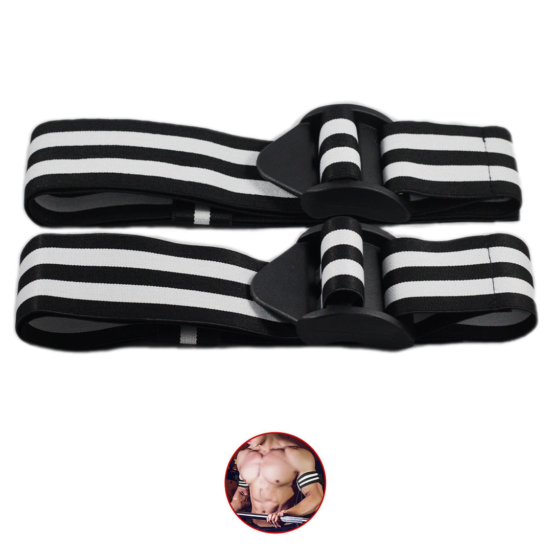 Bandas de oclusión para brazos Practical Fitness negras con blanco