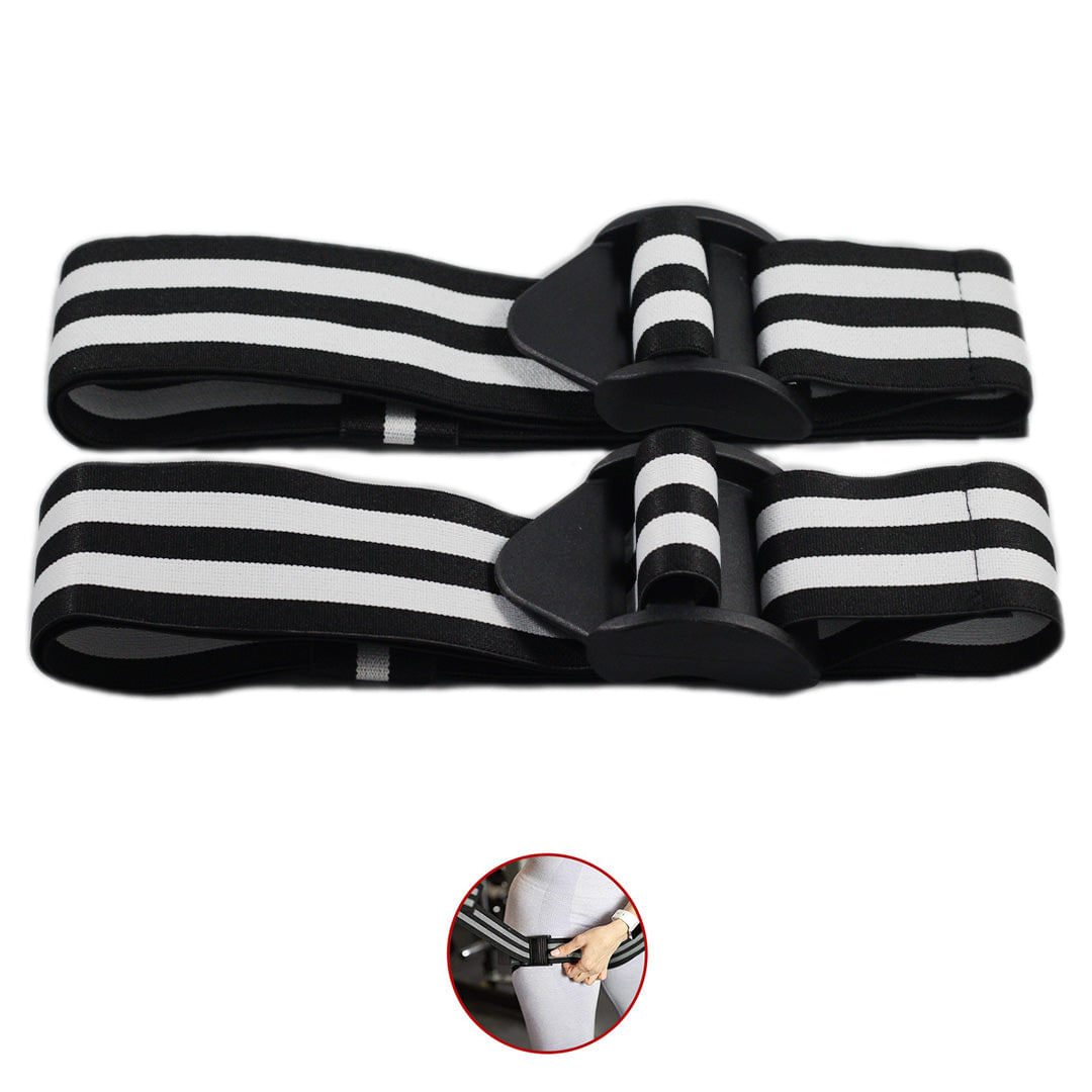 Bandas de oclusión para piernas Practical Fitness negras con blanco