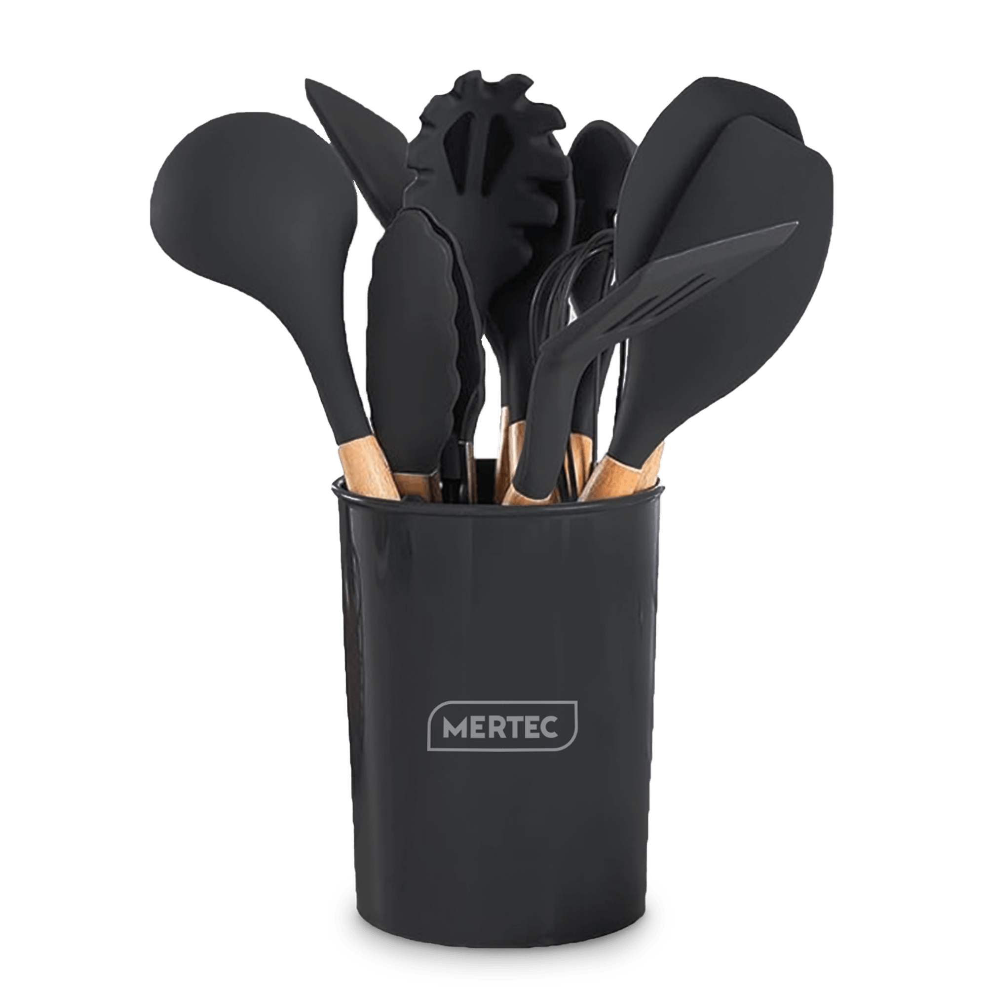 Set de utensilios 12 piezas Mertec Negro
