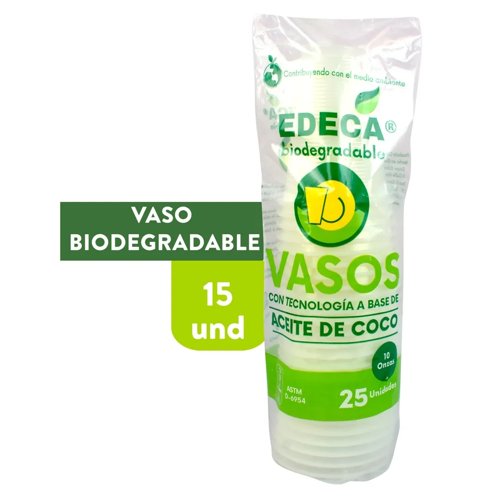 Vasos Edeca biodegradables de 10 onzas - 25 uds