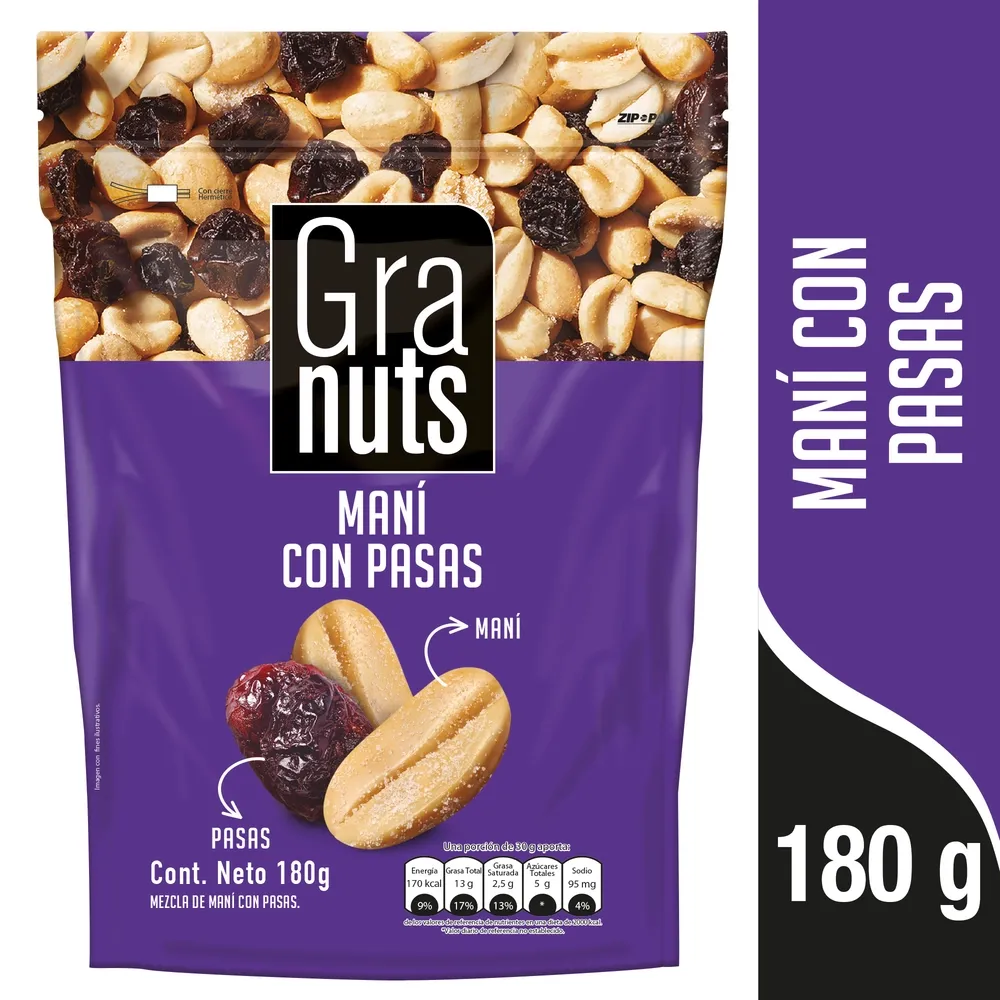 Maní con pasas Granuts - 180 g