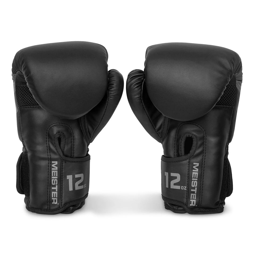 Guantes para boxeo Meister negro mate de 12 oz (par)