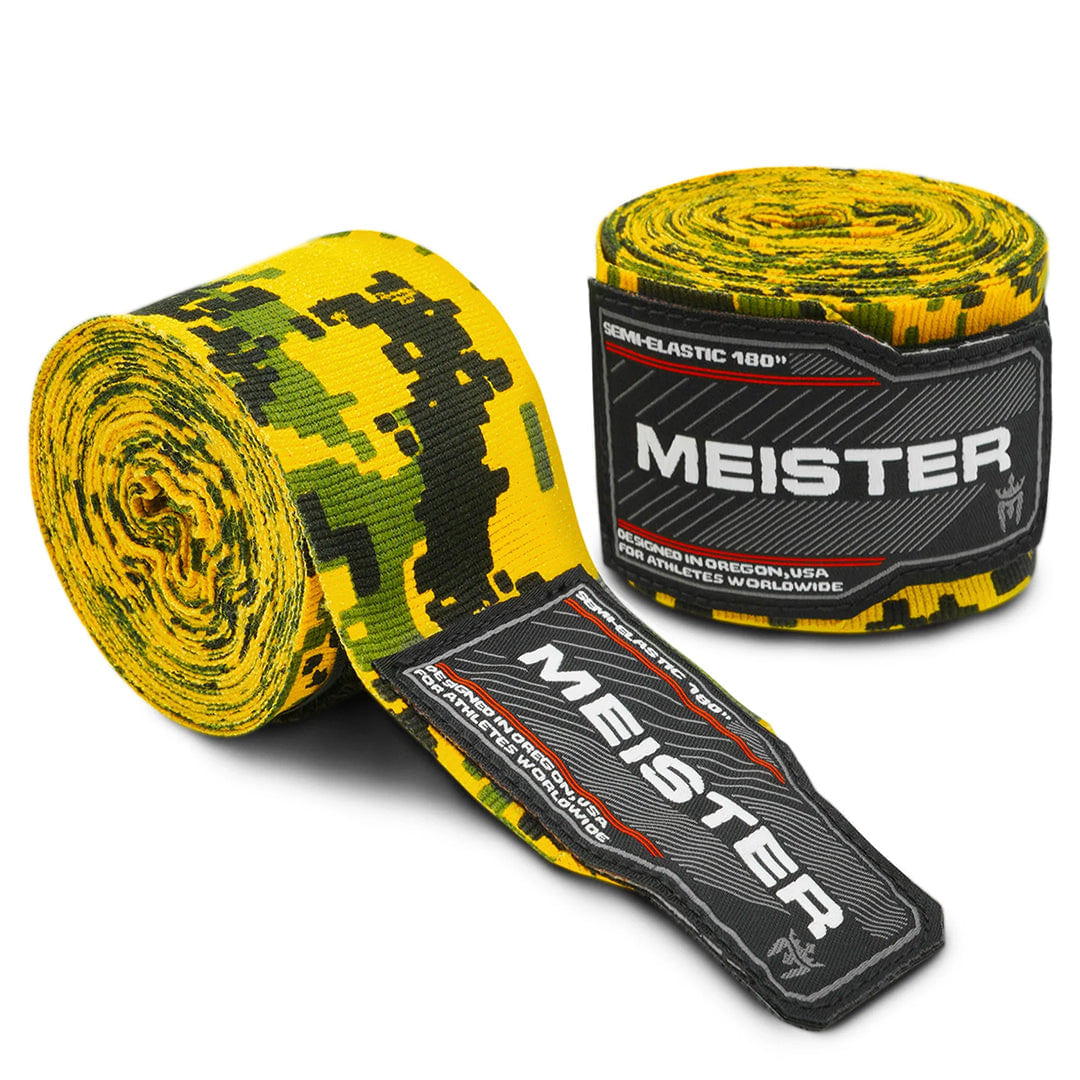 Vendas semielasticas para boxeo y MMA Meister camuflaje verde de 180 pulgadas (par)