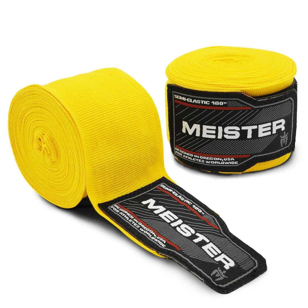 Vendas semielásticas para boxeo y MMA Meister amarillas de 180 pulgadas par Vendas semiela…