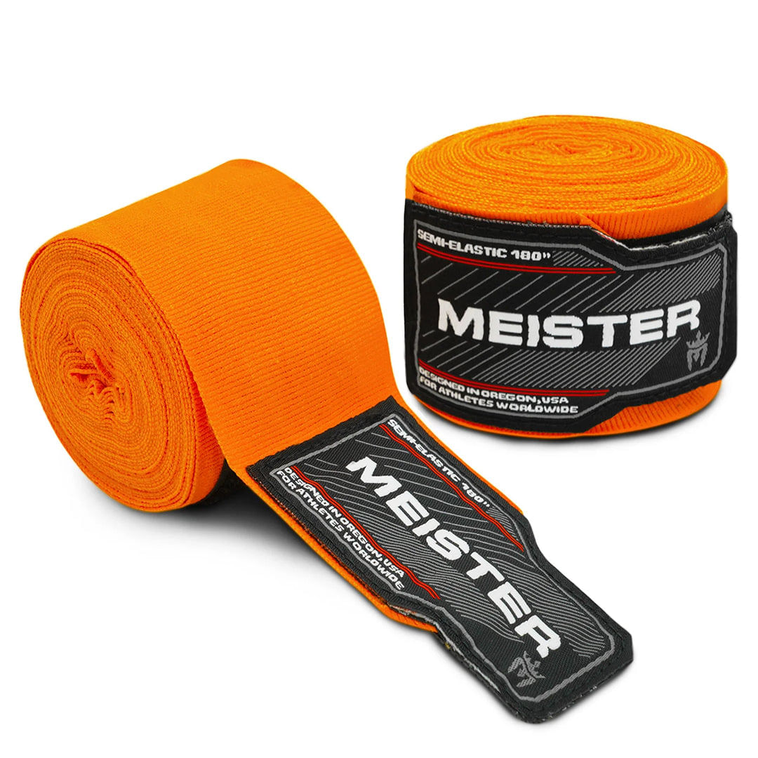 Vendas semielásticas para boxeo y MMA Meister naranja de 180 pulgadas par Vendas semielast…