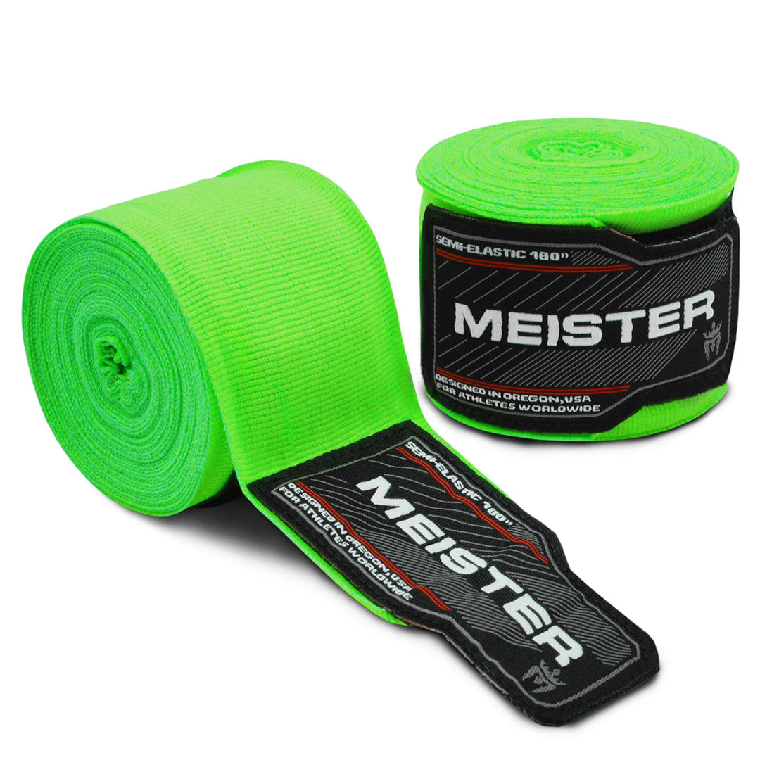 Vendas semielásticas para boxeo y MMA Meister verde neón de 180 pulgadas par Vendas semiel…