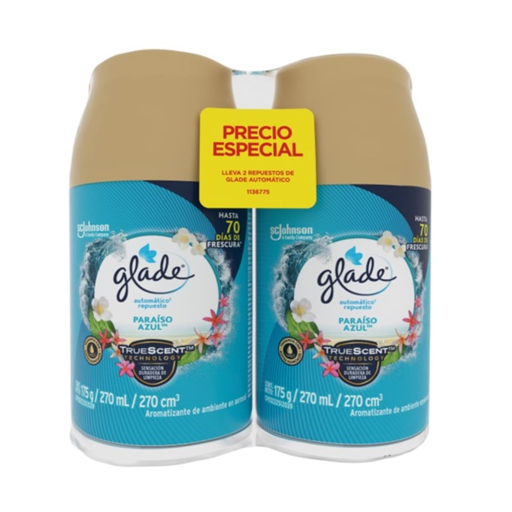 Glade At Rep 2pk Paraiso Azul 350 Gr